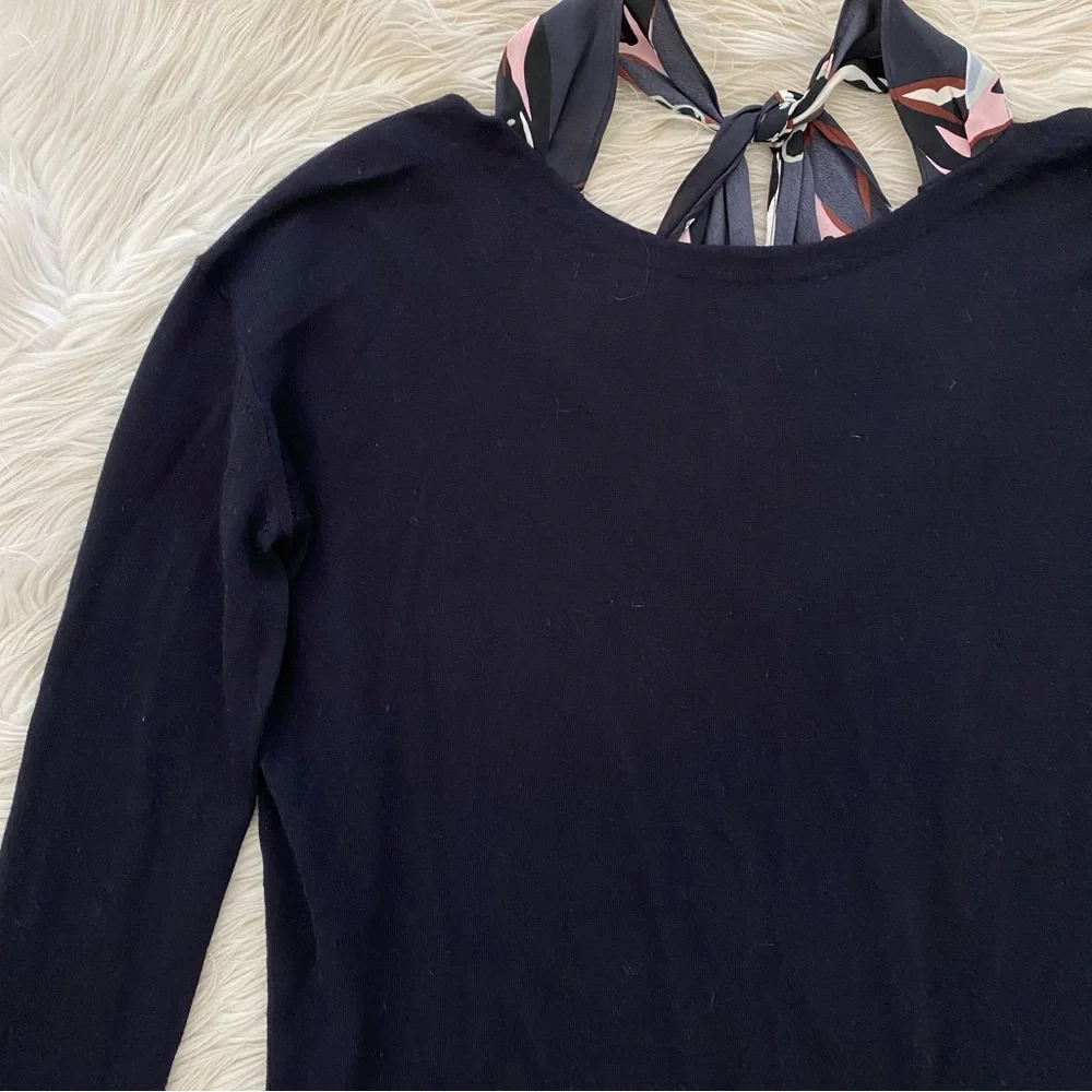 Dorothee Schumacher Navy Blue Knit Ribbon Detail Pullover Sweater - Picture 2 of 10